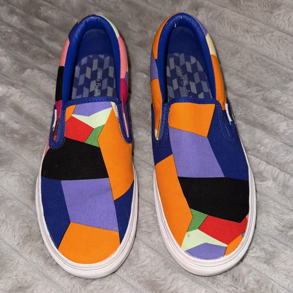 Women's Vera Bradley Canvas Multi Color Patchwork Slip On Shoes Size 9.5 EUC - Picture 2 of 9